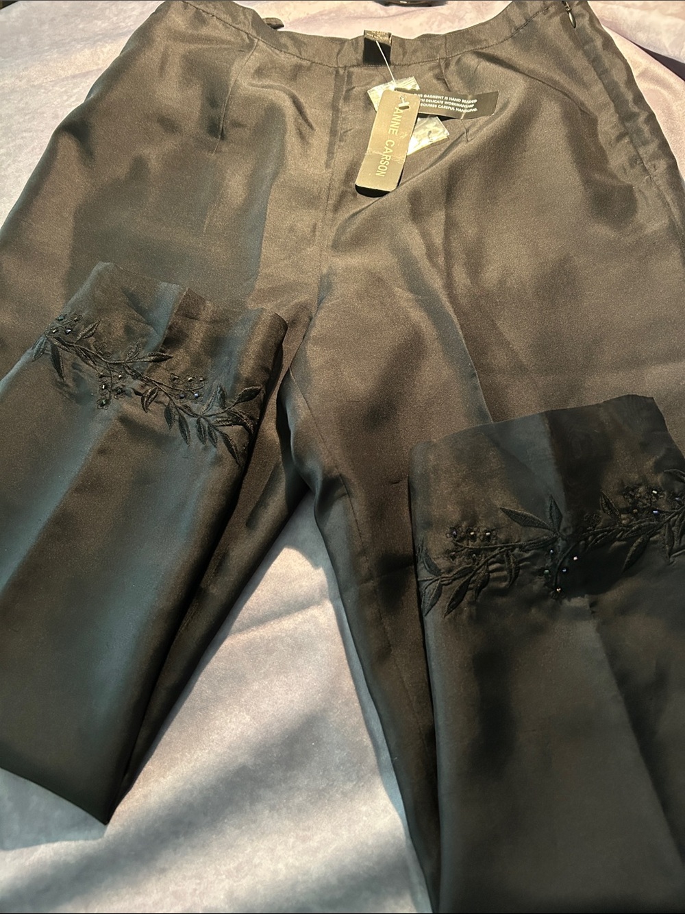 Anne Carson Black LadiesDress Pants with Embroidered Cuffs - Size 10